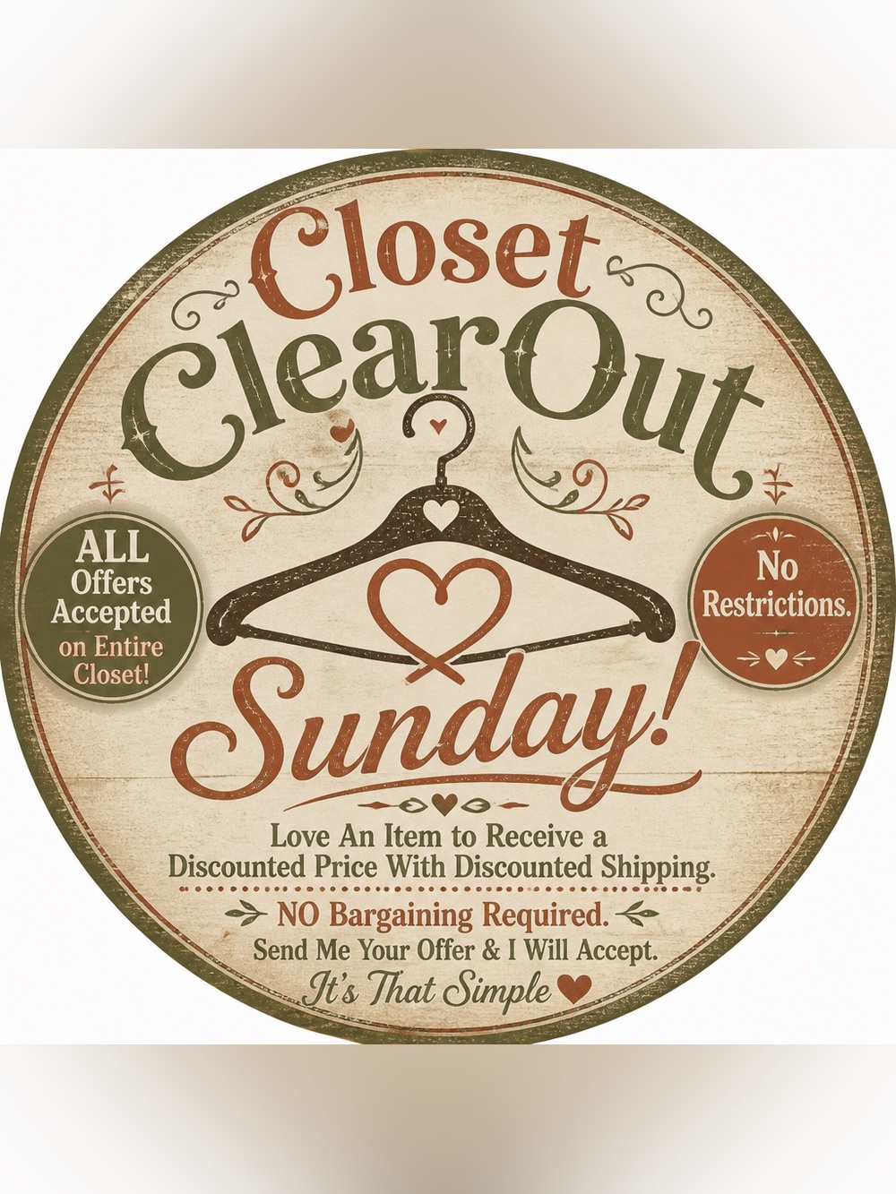 Closet Clear Out Sunday- EVERY Offer Accepted!!
